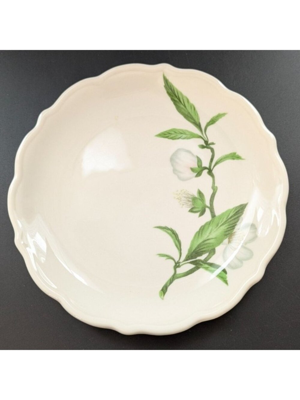 Syracuse China Park Lane Bread Plate Floral Green White Scalloped Edge USA